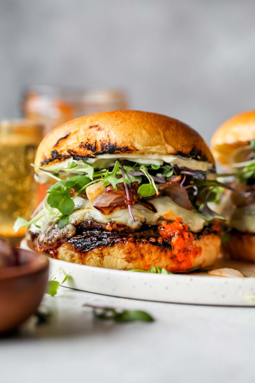 Portobello Romesco Burgers Dishing Out Health