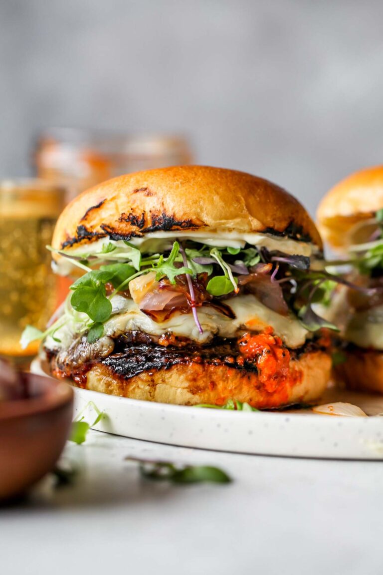 Portobello Romesco Burgers Dishing Out Health