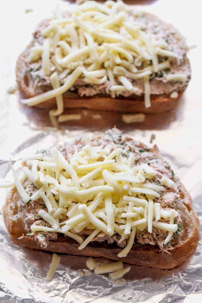 Cheesy Tuna Toasts with Olive Salsa Dishing Out Health