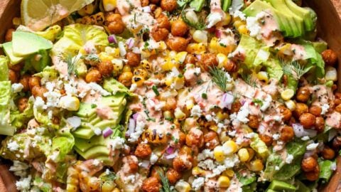 avocado and grilled corn salad with green goddess dressing Olive Green Silk Halter Bridesmaid Dress with Open Back main image 1
