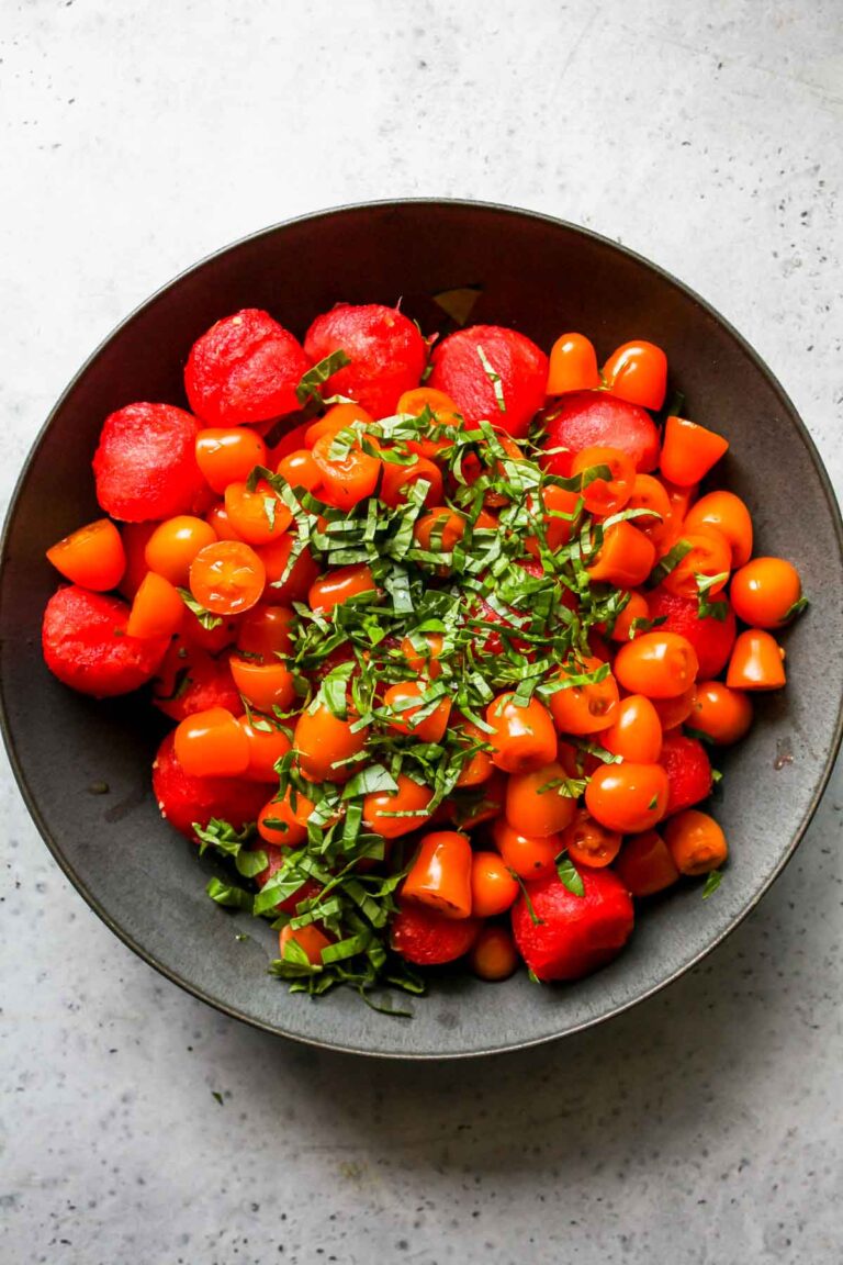 Watermelon and TomatoBasil Salad Dishing Out Health