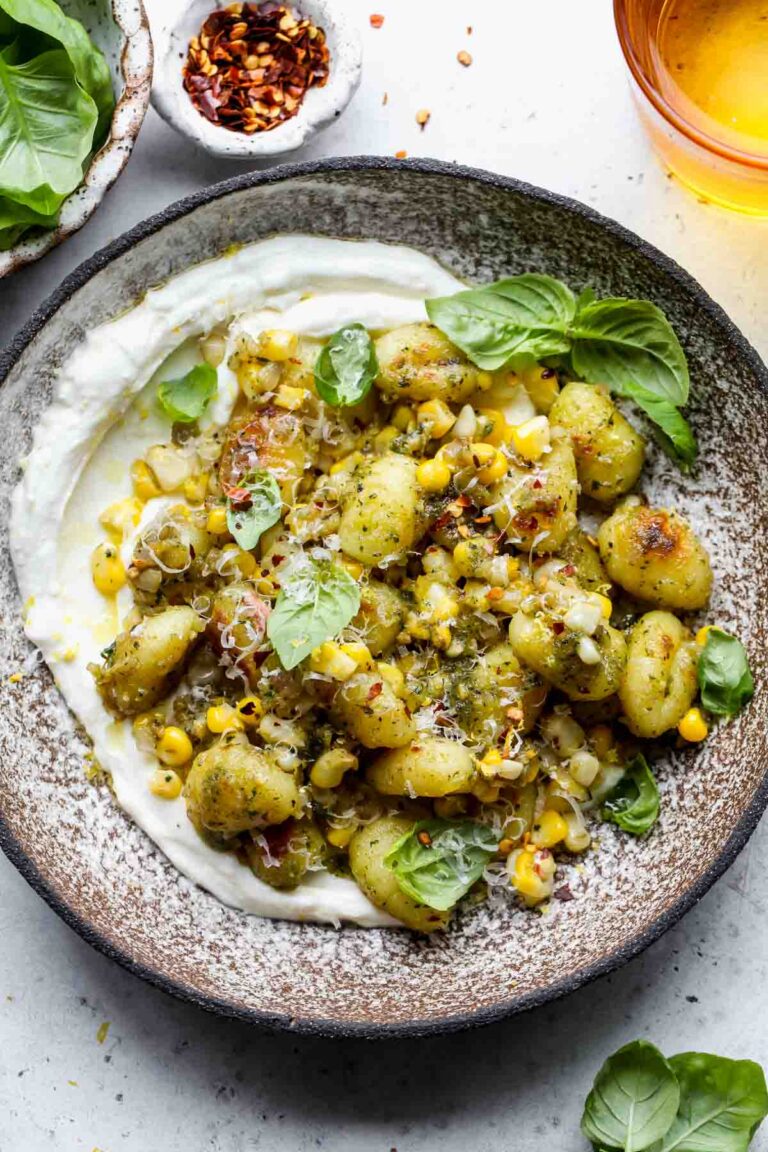 Brown Butter Corn and Pesto Gnocchi Dishing Out Health
