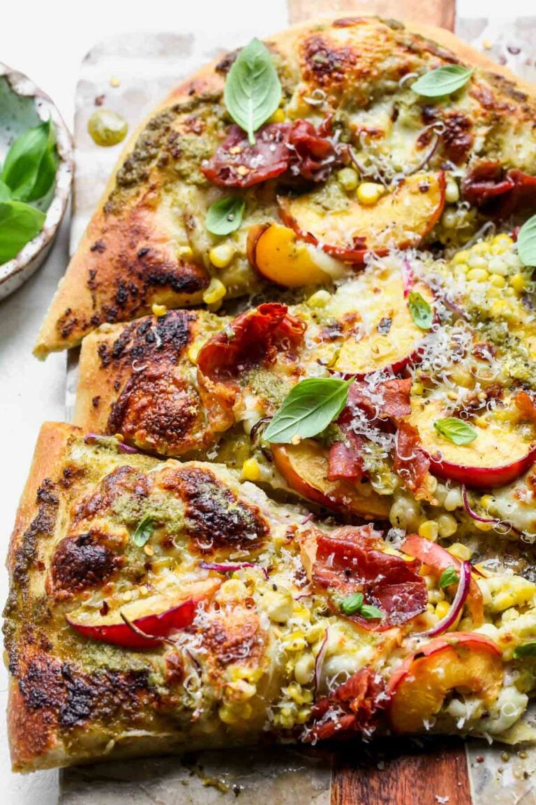 Peach and Prosciutto Pizza - Dishing Out Health
