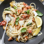 Creamy Tahini Pasta with Burst Cherry Tomatoes