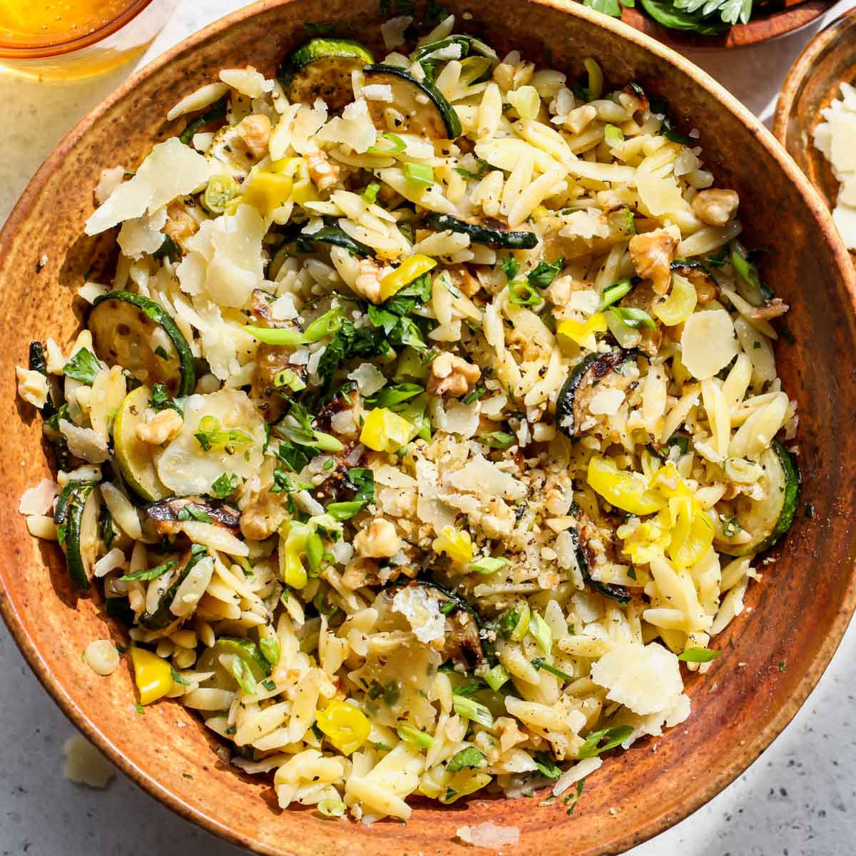 Zucchini Orzo Salad with Pepperoncini Dressing-image
