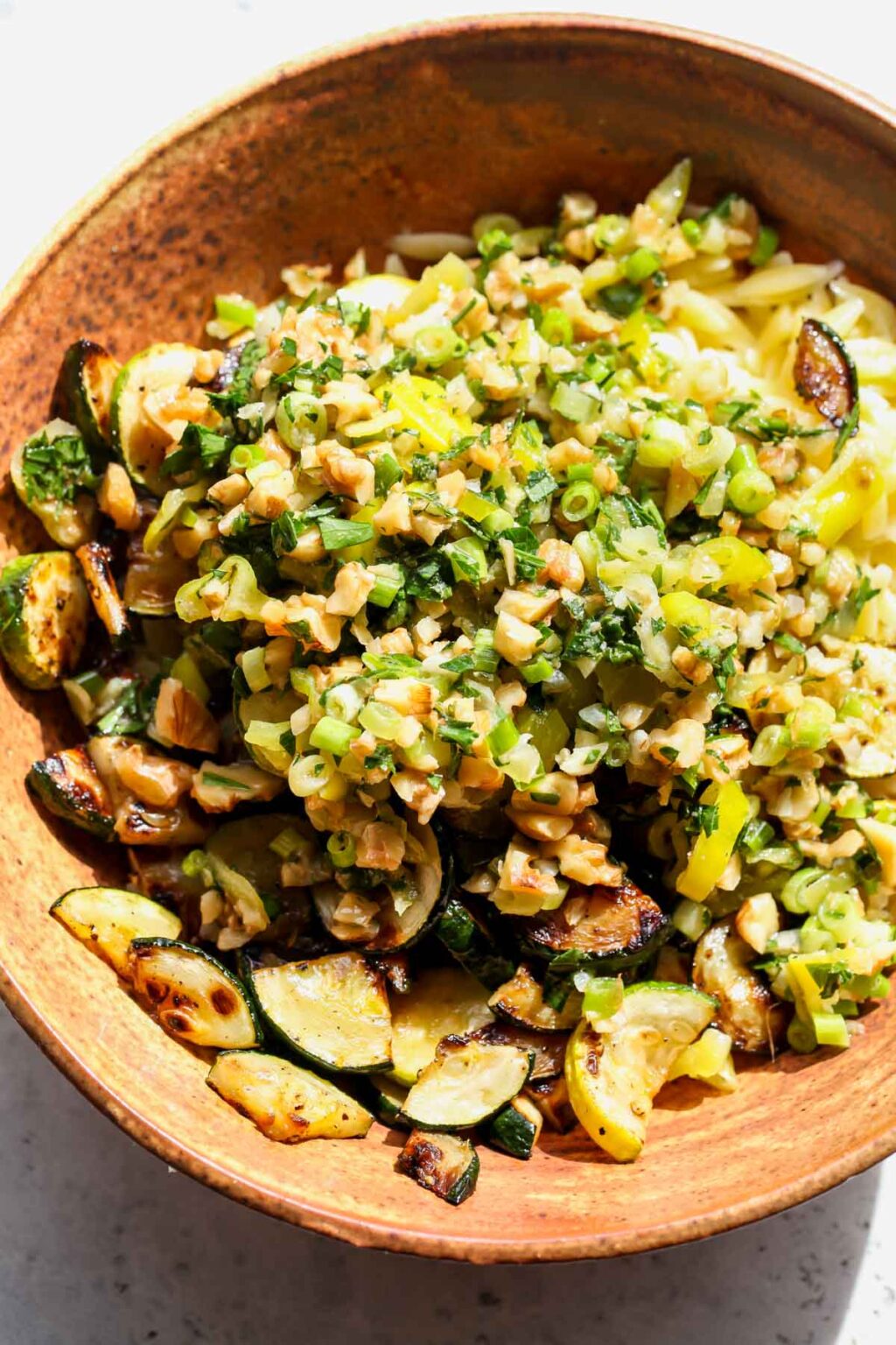 Zucchini Orzo Salad with Pepperoncini Dressing Dishing Out Health