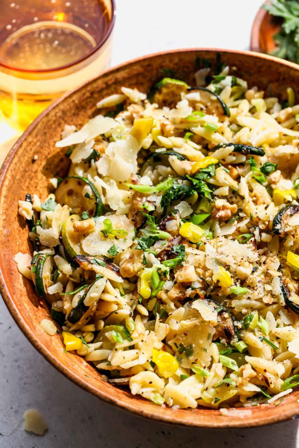 Zucchini Orzo Salad with Pepperoncini Dressing Dishing Out Health