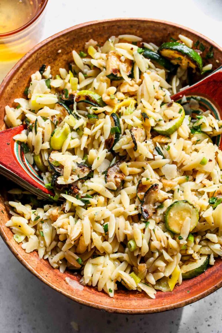Zucchini Orzo Salad with Pepperoncini Dressing Dishing Out Health