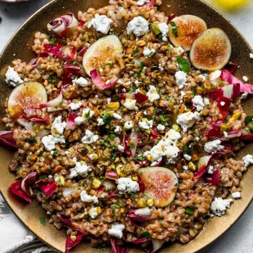 Warm Farro Salad with Fig Vinaigrette Dishing Out Health