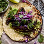 Portobello Tacos with Charred Scallion Salsa Verde