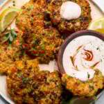 Shrimp and Corn Cakes with Sriracha Sauce