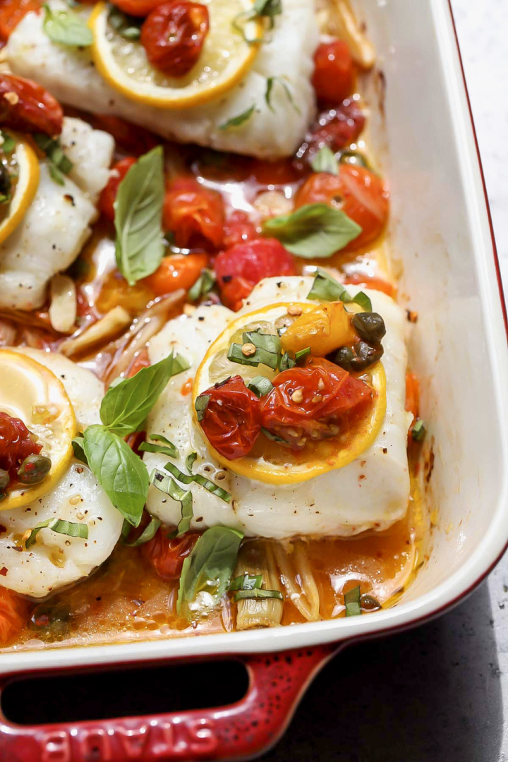 Mediterranean Baked Cod - Dishing Out Health