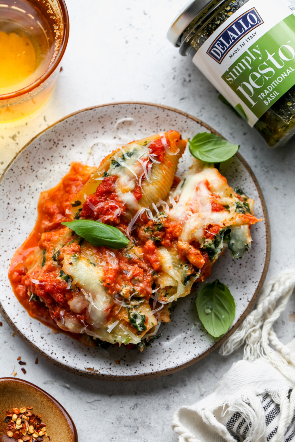 Pesto Stuffed Shells with Vodka Sauce Dishing Out Health
