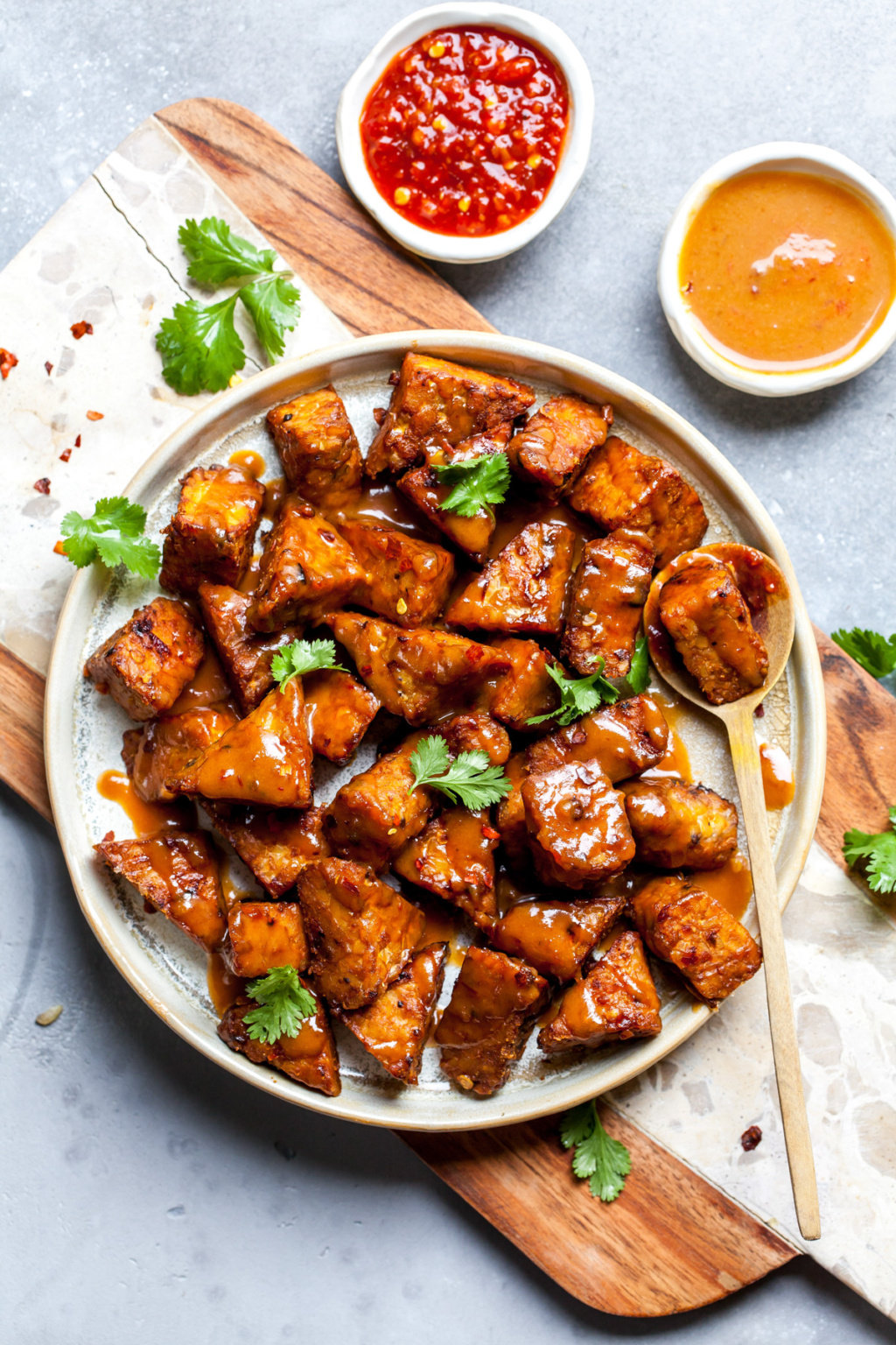 Marinated Peanut Baked Tempeh Dishing Out Health