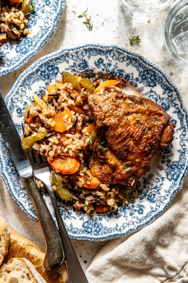 One Pan Herby Chicken and Wild Rice - Dishing Out Health