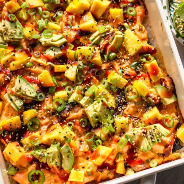 Mango and Salmon Sushi Bake