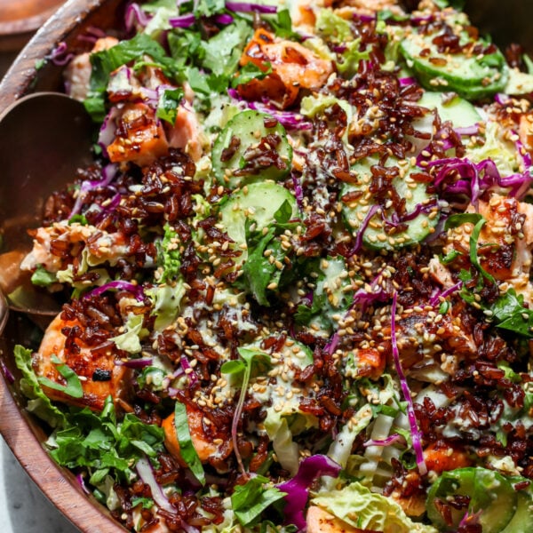 Miso-Ginger Salmon Crispy Rice Salad