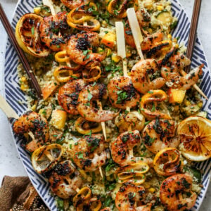 Lemon Tarragon Butter Shrimp Skewers