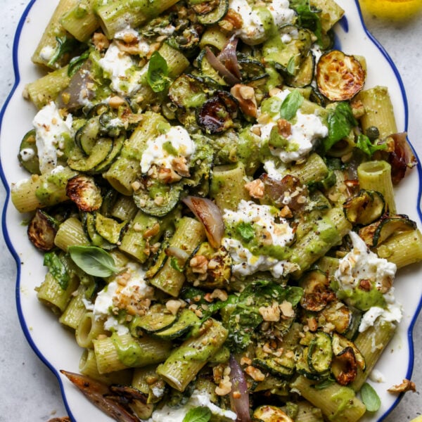 Roasted Zucchini Pasta Salad with Basil Vinaigrette